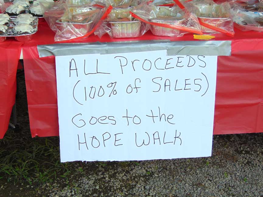 Hope Walk of Yates County, Sales Booth